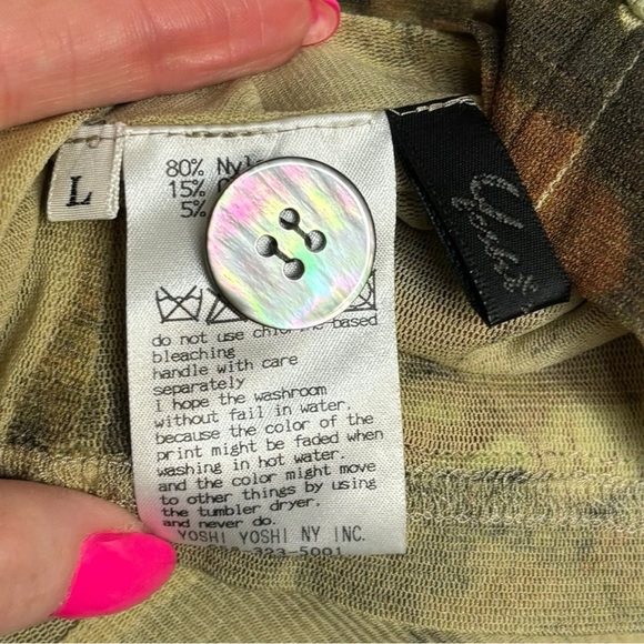 VTG Y2K Art to Wear Sheer Multi Print Button Front Top Size Large - Picture 6 of 13